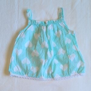 joe fresh aqua heart print lace trimmed cotton tank top 3-6 months baby girl